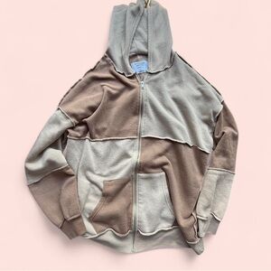 Rue21 Cream and Tan Color-Blocked Hoodie